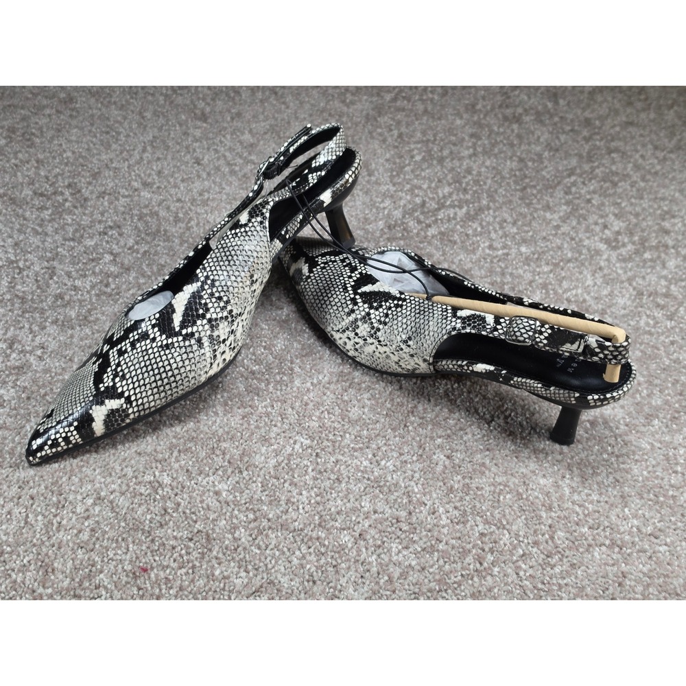 A New Day Samantha Snakeskin Slingback Kitten Heels Cream Black 8.5 NEW - Picture 3 of 5
